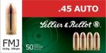 Sellier & Bellot Pistol 45 ACP 230Gr Full Metal Jacket 50 Rounds Per Box